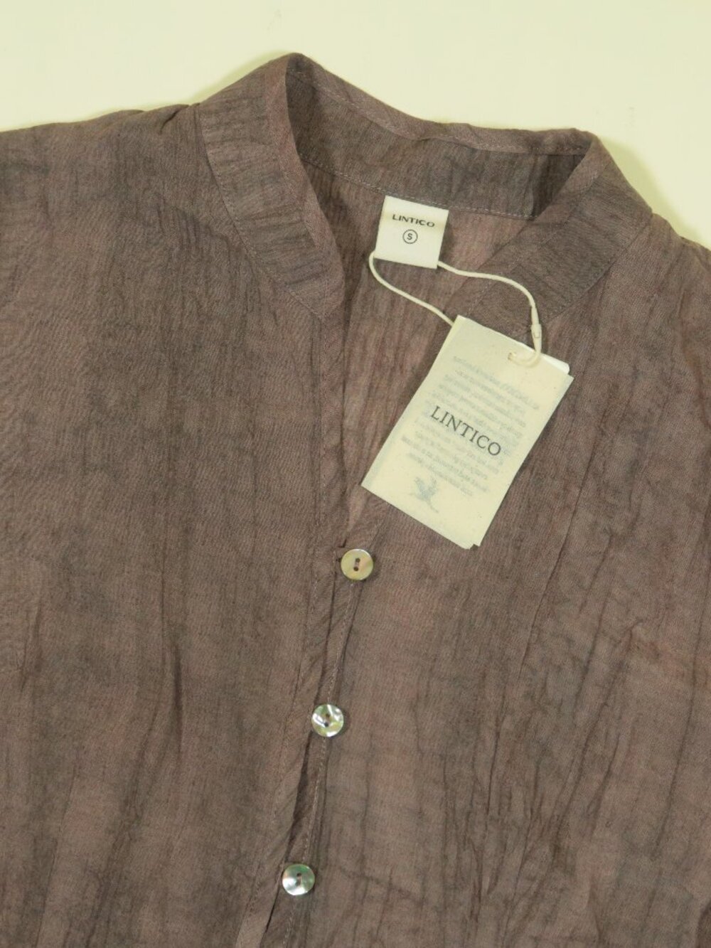 Lintico Philippa Lyocell Textured Stand Collar Shirt Jacket Womens S Brown New
